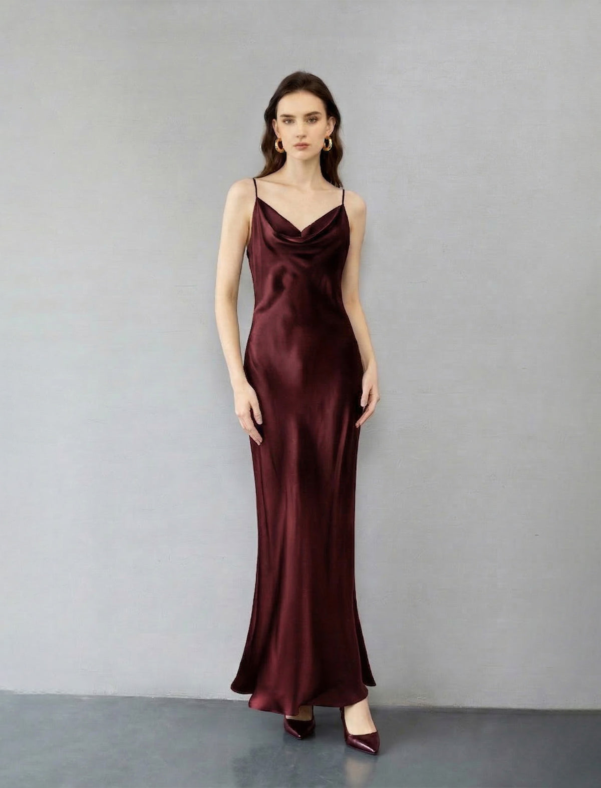 Flowing Silk Open-Back Slip Gown