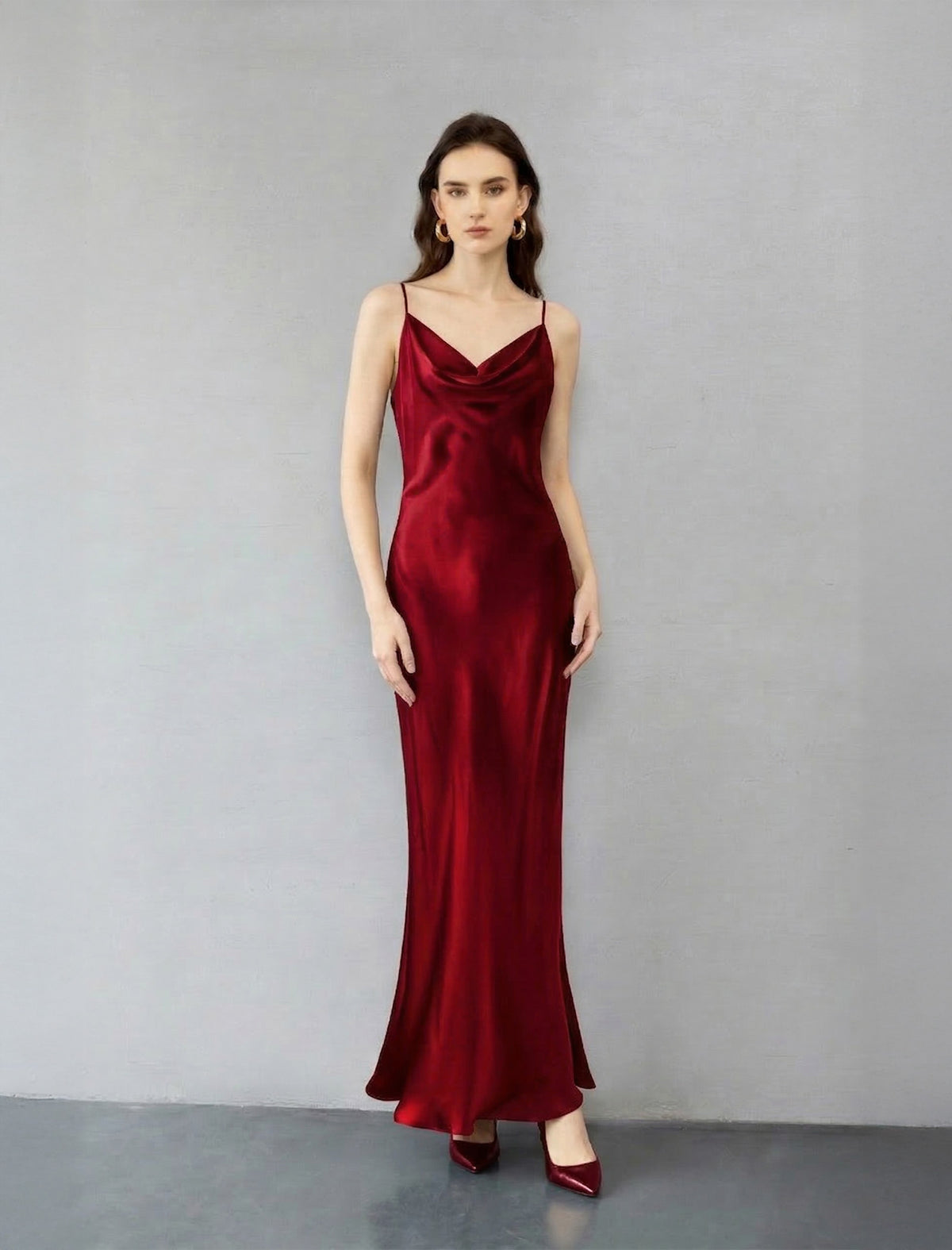 Flowing Silk Open-Back Slip Gown