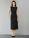 Elegant Ruched Sculptural Midi Gown