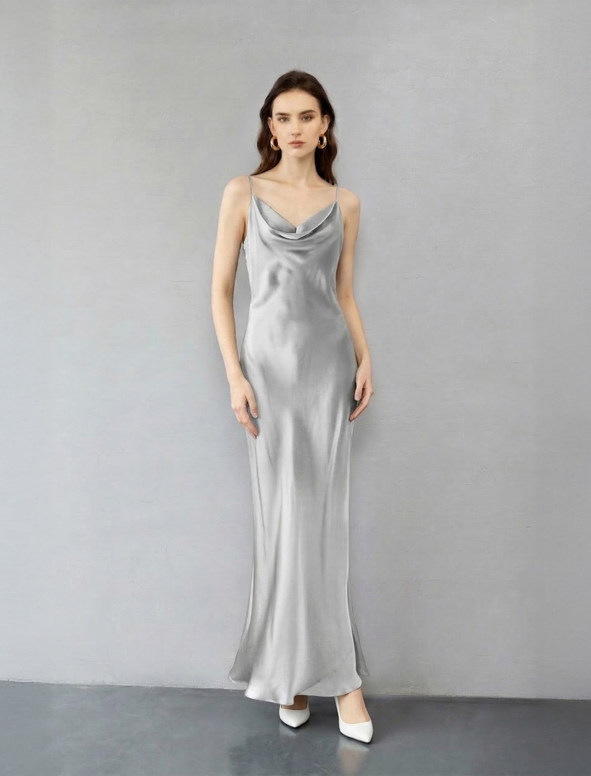 Flowing Silk Open-Back Slip Gown