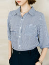 Simple Striped Jacquard Button-Down Shirt