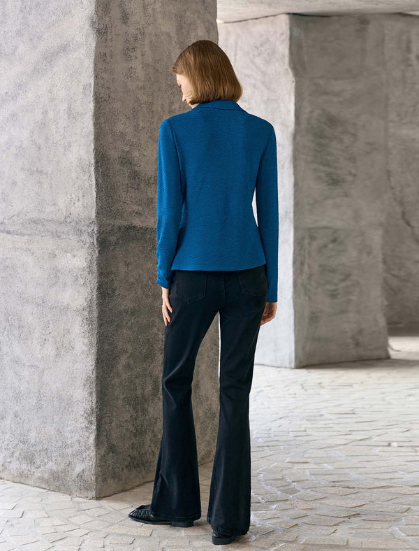 Vintage Pleated Button Textured Detail Polo Shirt