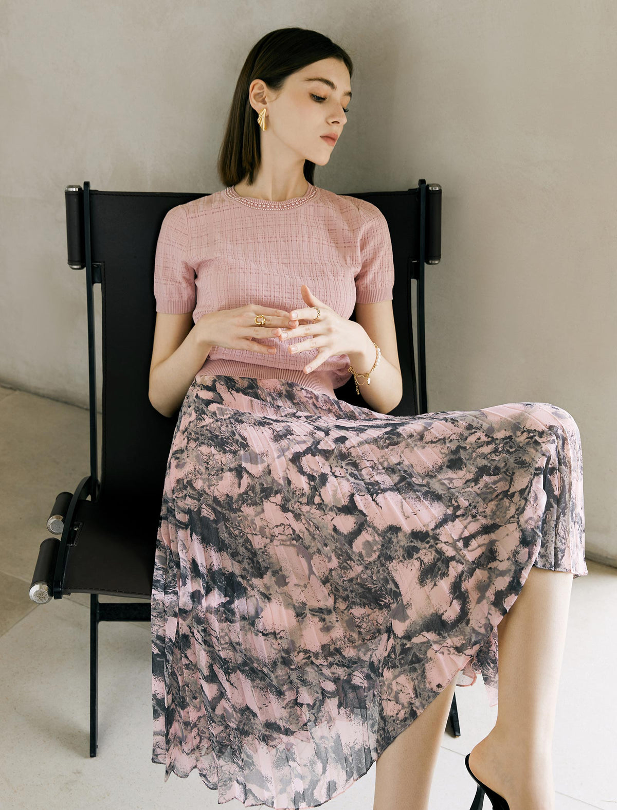 Textured Knit Round Neck Top