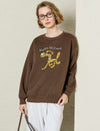 Cartoon‑Dog Embroidered Crew‑Neck Sweatshirt