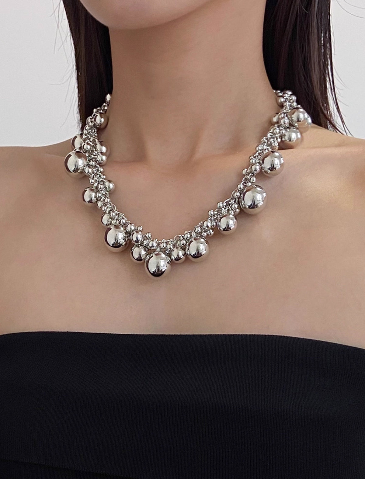 Silver Bubble Statement Choker Necklace
