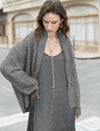 Heathered Gray Shawl Collar Button-Up Knit Cardigan