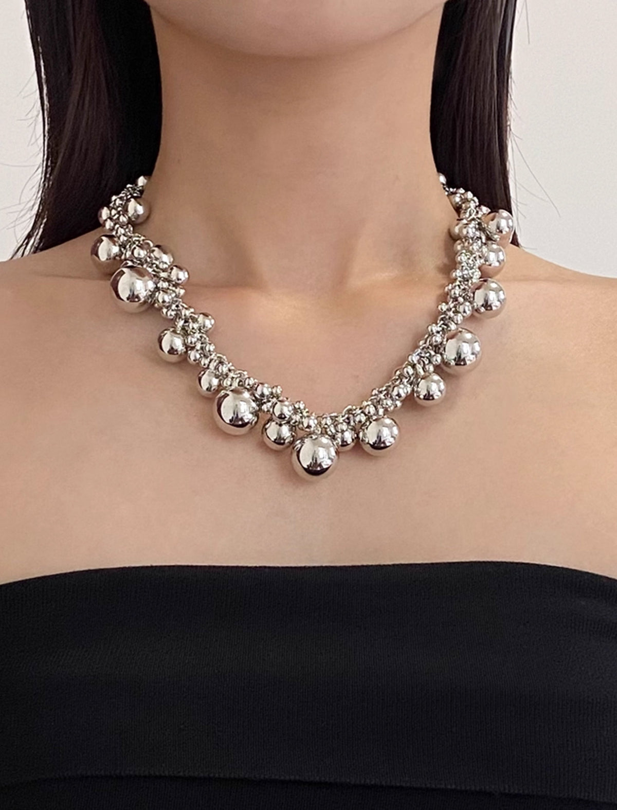 Silver Bubble Statement Choker Necklace