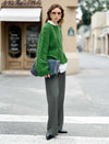 Emerald Wool Cable-Knit Oversized Sweater