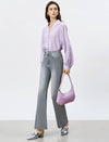 High-Waisted Grey Flare Jeans