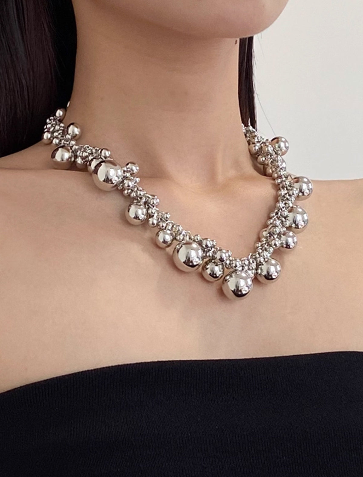 Silver Bubble Statement Choker Necklace