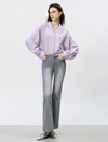 High-Waisted Grey Flare Jeans