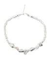 Baroque Pearl And Hammered Metal Choker Necklace