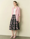 Vintage Rose Print Flare Midi Skirt