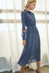 Navy Multi-Color Plaid Midi Dress