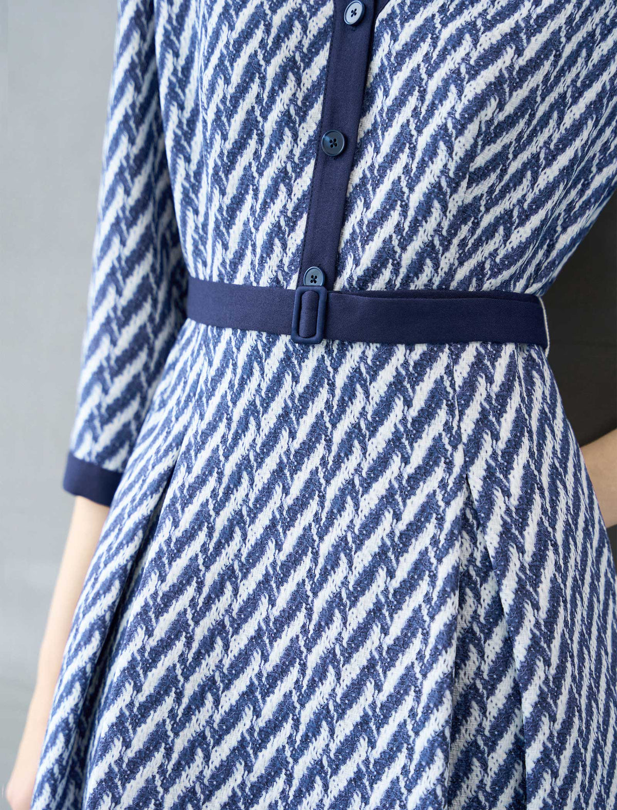 Blue And White Chevron Shirt Dress