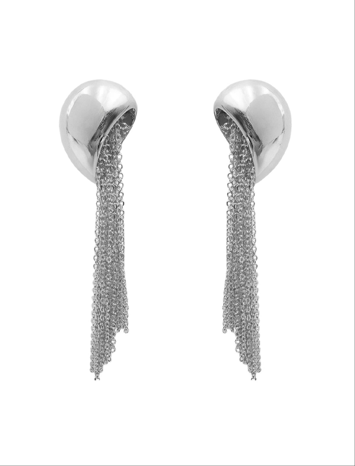 Curved Chain Fringe Drop Earrings