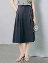 Dark Grey High Waist Pleated Pocket A-Line Midi Skirt