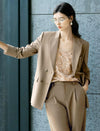 Taupe Double-Breasted Blazer