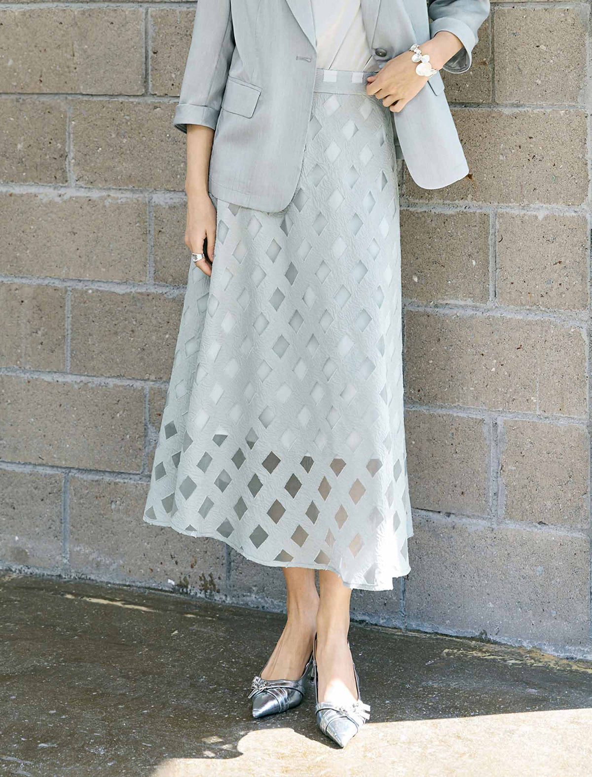 Geometric Cutout Maxi Skirt