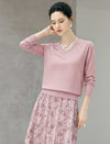 Wool Blend Round Neck Long Sleeve Sweater