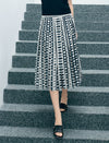 Geometric Print Pleated Midi Skirt
