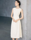 Textured Sleeveless Fit-and-Flare Midi Dress