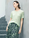 Mint Green Open Knit Scallop Short Sleeve Knit Top