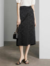 Black Textured Jacquard Skirt