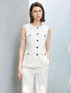 Off-White Linen Blend Sleeveless Vest