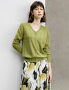 Wool Mulberry Silk Blend V-Neck Button Cardigan