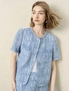 Pearl Trim Short Sleeve Lace Jacket Top