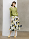 Abstract Print Flared A-Line Midi Skirt