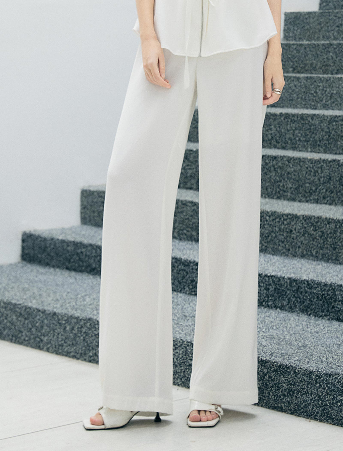Solid High Waist Flow Wide Leg Pants
