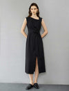 Deconstructed Silk Crepe Dress with Inset Waist