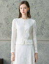 Beaded‑Trim Lace Long‑Sleeve Top