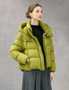 Hooded Drawstring Zip-Front Cropped Puffer Jacket