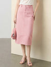 Dusty Pink Soft Lyocell Denim Midi Skirt