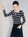 Wool Blend Striped Long Sleeve Sweater