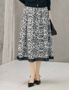Abstract Floral Print Paneled A-Line Midi Skirt