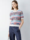 Multicolor Striped Short-Sleeve Knit Top