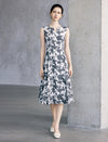 Floral Print Sleeveless Notched-Neck Midi Dress