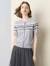 Fair Isle Pattern Short Sleeve Knit Cardigan