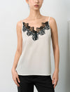 Ivory Satin Black Lace Trim Camisole