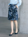 Vintage Floral Print Straight Knee-Length Skirt