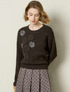 Firework Beading Flower Knit Wool-Blend Sweater
