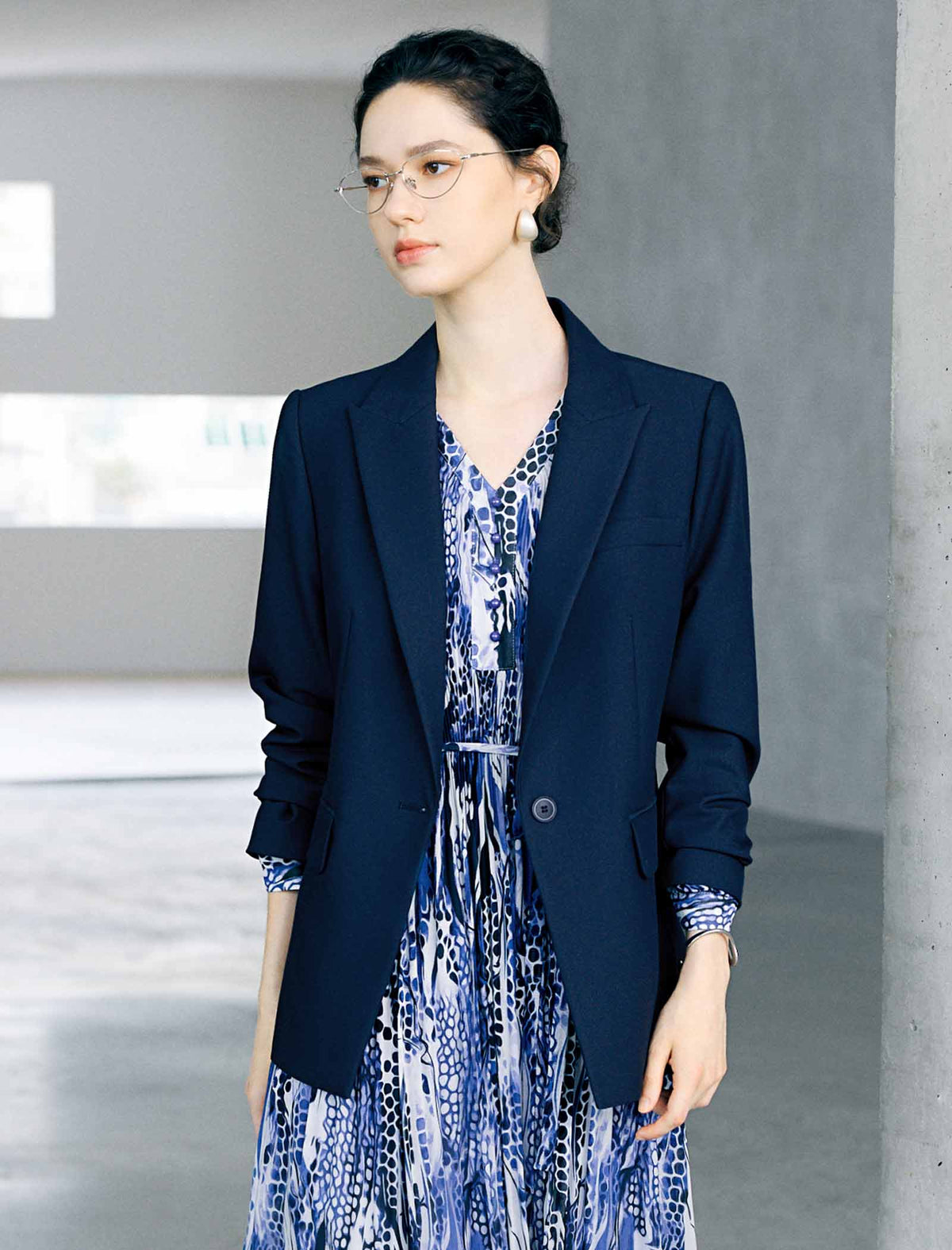 Notched Lapel Single Button Tailored Blazer