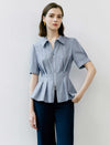 Zip Detail Waist-Cinched Fitted Shirt