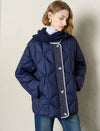 Collarless Contrast-Trim Quilted Down Jacket