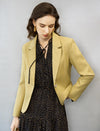Single Button Textured Cropped Blazer