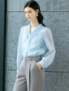 Lace Ruffle V‑Neck Long Sleeve Blouse